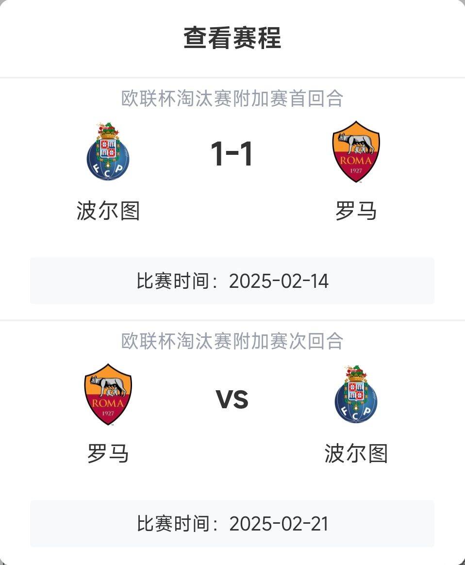  羅馬頂得住嗎？意甲歐戰(zhàn)8隊3隊直通4隊出局，羅馬首回合1-1波爾圖