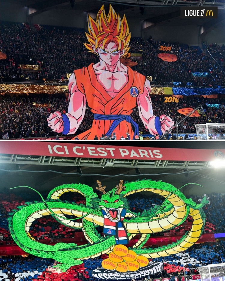  逝世一周年，法甲官推曬昔日巴黎主場(chǎng)龍珠TIFO：鳥山明經(jīng)典永存