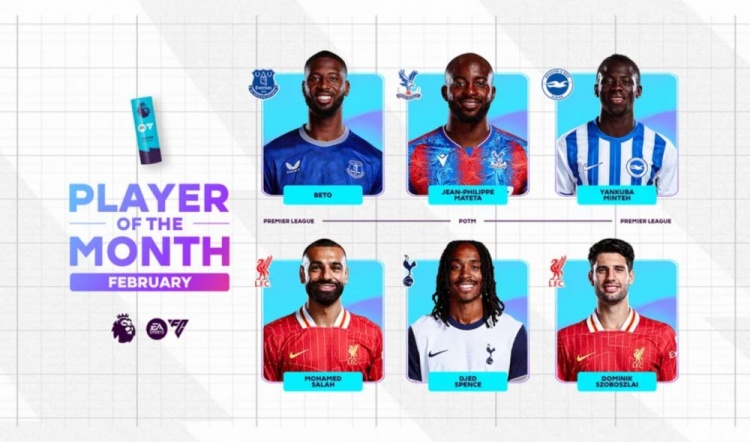  英超2月最佳候選：貝托、馬特塔、明特、薩拉赫、斯賓塞、索博