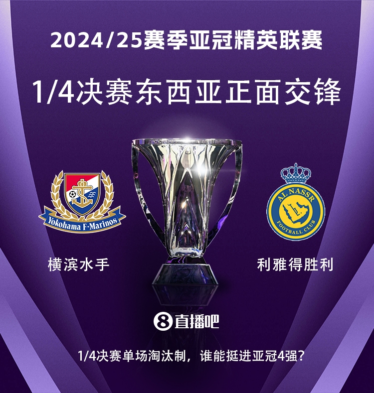  亞冠1/4決賽對陣：利雅得勝利vs橫濱水手，C羅vs安德森-洛佩斯！
