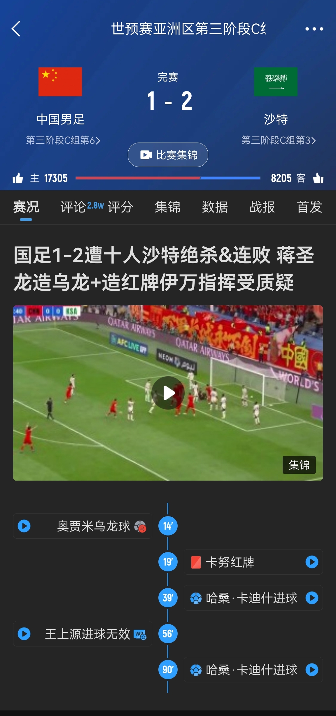  今天什么劇本？首戰(zhàn)沙特也是半場紅牌+蔣光太傷退，最后國足被翻